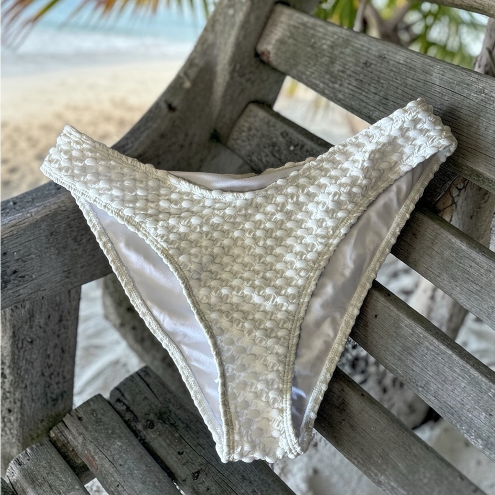 White Textured Bikini Bottom